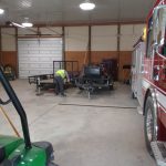 A community service volunteer helps out at the Roseville Fire Department.