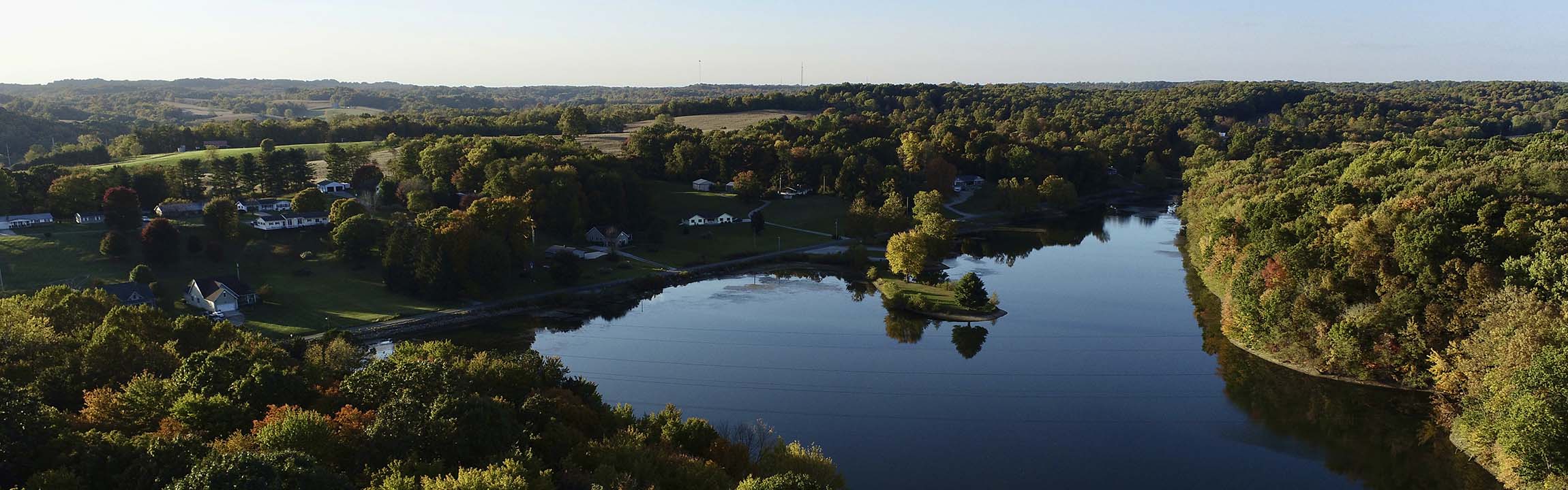 Aerial view of the New Lexington Reservoir in Perry County, Ohio