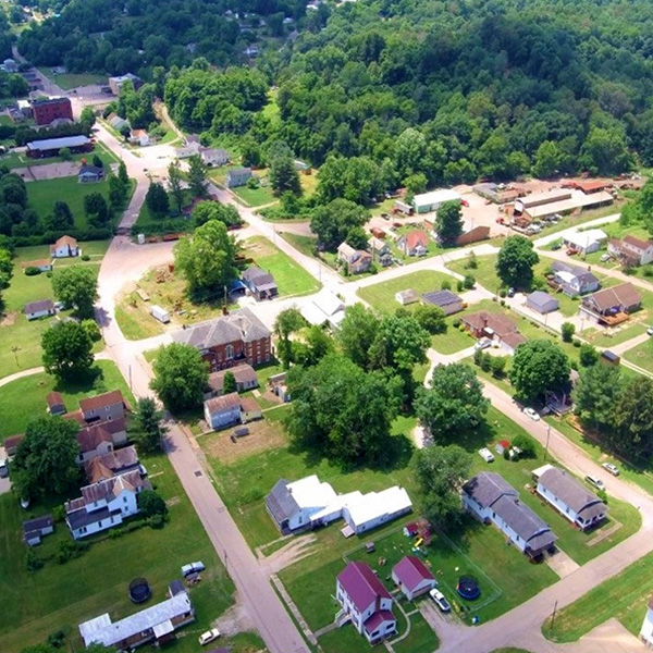 Aerial view of the Village of Corning in Perry County, Ohio.