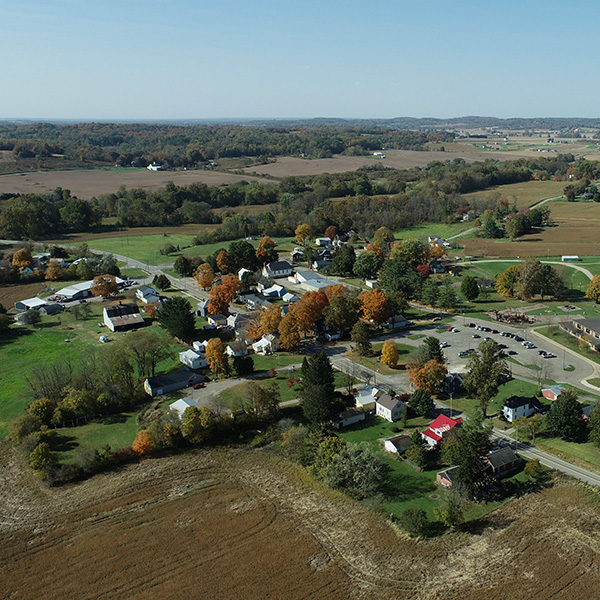 Aerial view of the Village of Glenford in Perry County, Ohio.