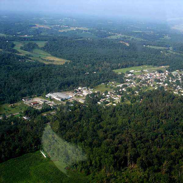 Aerial view of the Village of Junction City in Perry County, Ohio.