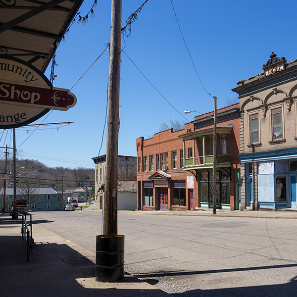 Village of Shawnee streetscape in Perry County, Ohio.