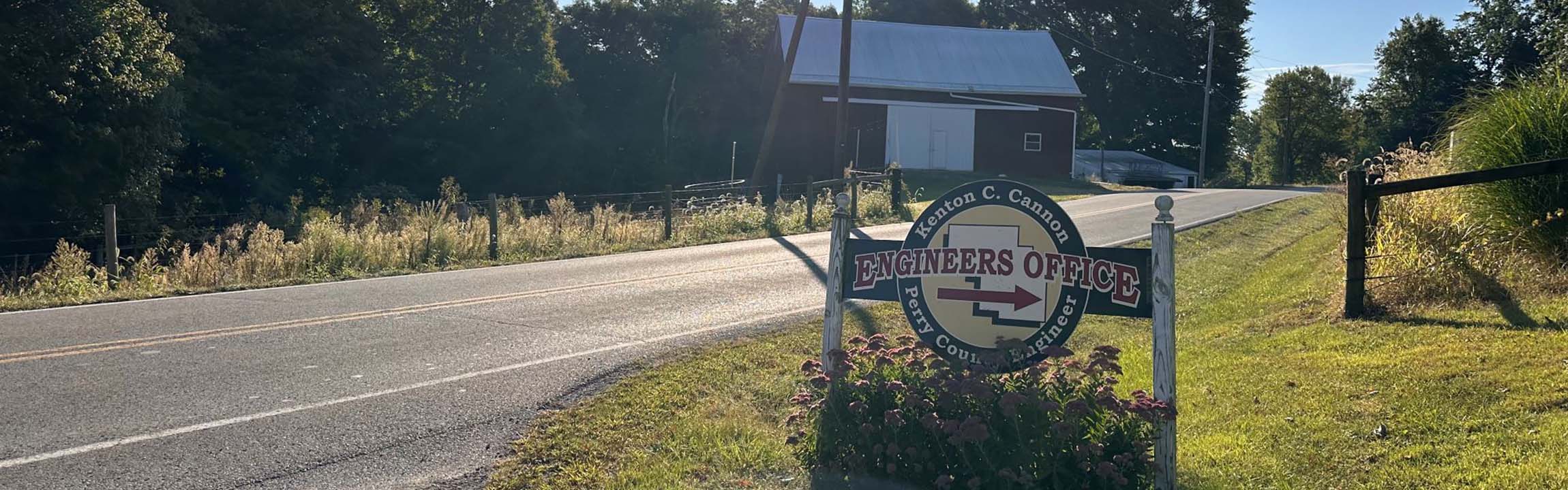 Sign outside of the Perry County Ohio Engineer's offices.