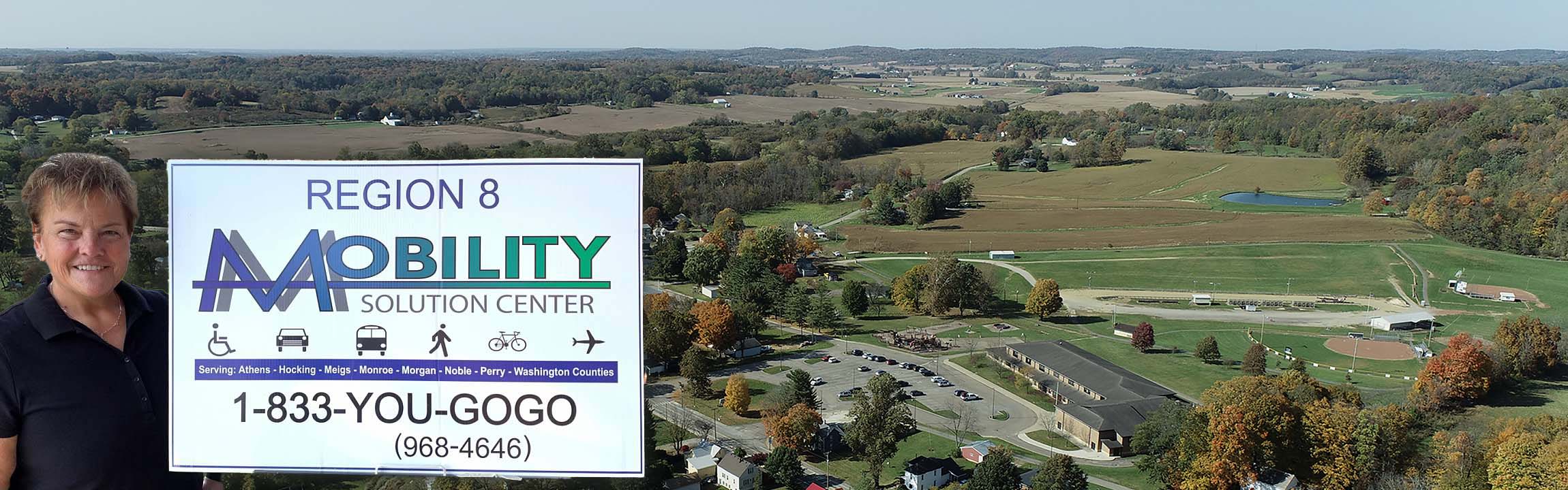 Aerial view of Glenford, Ohio, part of the service area for the Mobility Management team in Perry County.